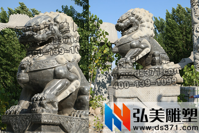 石雕獅子-招財生權石雕獅子-河南雕塑公司