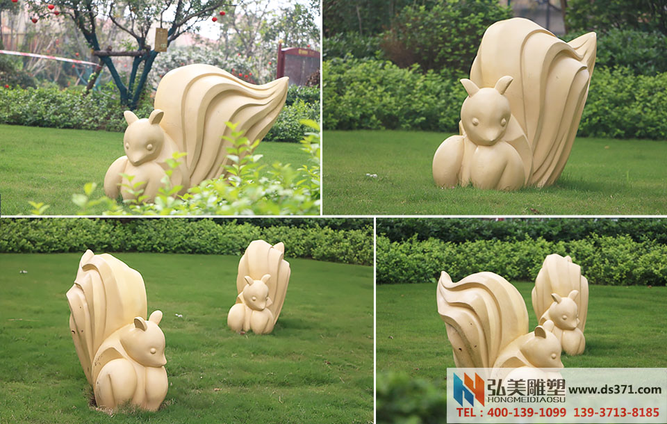 玻璃鋼仿石材松鼠雕塑 房地產園林專用