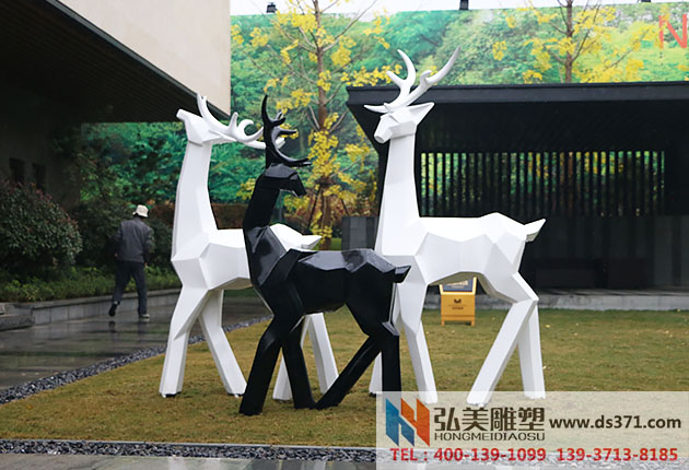 玻璃鋼抽象鹿雕塑 房地產園林景觀雕塑